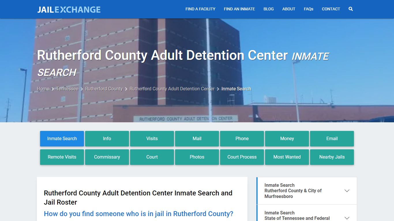 Rutherford County Adult Detention Center Inmate Search - Jail Exchange